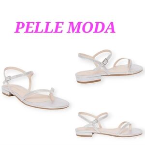 Pelle Moda Bence Silver Metallic Suede Rhinestones Sandal